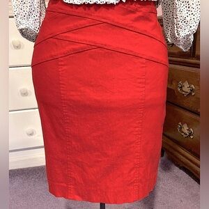 Sharagano Red‎ Pencil Skirt, Petite Small Great Condition!